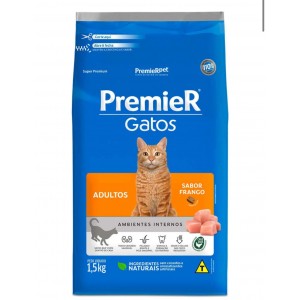 Ração Premier Pet Ambientes Gatos Adultos Internos Frango - 1,5kg